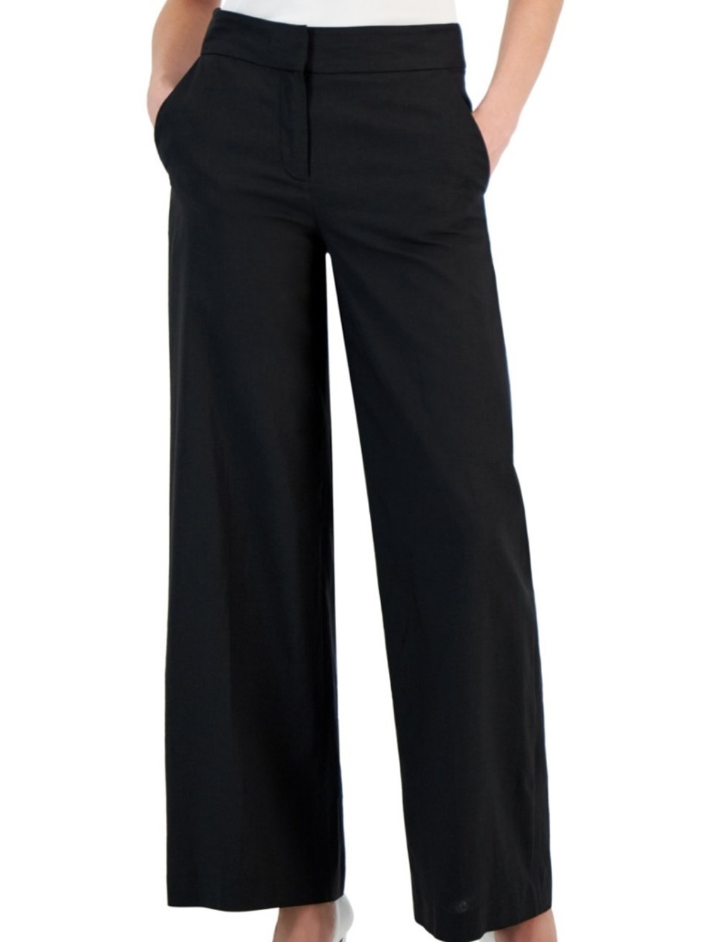 Tahari ASL Black Wide Leg Lightweight Trouser Pants Size 14 NWT